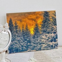 캔버스액자33.4x24.2 겨울가문비나무풍경.꾸밈