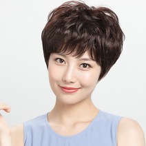 에크스씨샵 중년 여성 통가발 중년여성가발 엄마가발 항암가발 젊은펌헤어, 와인