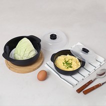 홈하우스 전자레인지 라면용기 그릇 계란찜 찜기 대+소 세트, 라면용기 블랙(대+소)