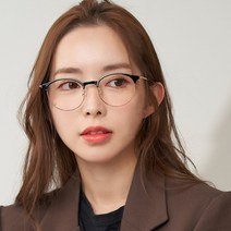 룩스토어 귀여운 라운드 동글이하금테 투명 반뿔테안경 블루라이트차단 변색렌즈 청광렌즈