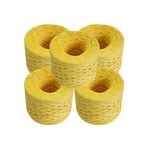 오키도키공방 뜨개실 종이실 라피아실 칼라끈 90m 95g X 5개, 19_G59 노랑색 X 5개