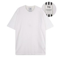 요지 야마모토 Y-3 남성 삼선 라벨 화이트 반팔티 H16335 WHITE
