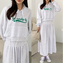 쉬즈미 (TRS-1608)웨이브 후드 플레어 롱치마 세트 트레이닝 (8896195)