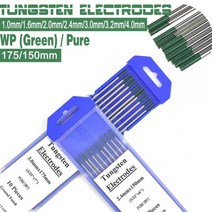 용접기 wp 녹색 순수 텅스텐 전극 1 0 1 6 2 0 2 4 3 0 3 2 4 0mm 알루미늄 용접 전극 10pcsc tig 전극, 175mmx4.0mm
