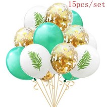 인공 열대 야자수 잎 하와이 루아 파티 알로하 여름 정글 테마 파티 장식 웨딩 생일 홈 테이블 장식, 15pcs Balloon 3