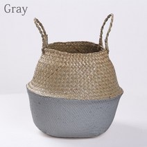 라탄 꽃병 짚 등나무 보관 바구니 접는 옷 세탁 바구니 해초 배꼽 정원 화분 식물 바구니, 짠 바구니, 5-s16x14cm