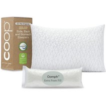 Coop Home Goods -조절 가능한 프리미엄 로프트 - 저자극성 충전재 Certipur 인증 메모리폼 베개 벗겨서 세탁 가능한 커버 포함., Crescent White