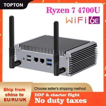 미니PC 데스크탑 고사양 topton 팬리스 amd ryzen 7 4700u r5 4500u 베어 본 게임용 컴퓨터 4k 듀얼 hd windows 1110 ht wifi6, 라이젠 3 4300u 와이파이6, 영국, 8GB DDR4 256GB NVMe