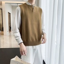 2022 신사용 스웨터 슬림 민소매 조끼 탑 가을 겨울 캐주얼 솔리드 컬러 조끼 V 넥 니트 풀오버 플러스 사이즈 M-2XL