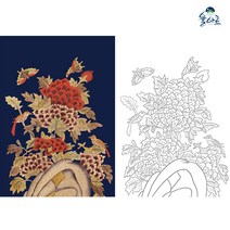 감성 모란도 전통 민화 도안 민화그리기 동양화 본그림, 일반용지(얇은 백상지), 중형