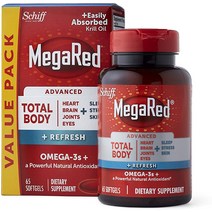 오메가 3 메가 레드 크릴 오일 고급 토탈 바디 + 새로 고침 눈 65 소프트 젤 (2 팩)