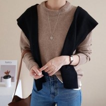 베베샤인 여성 어깨 페이크 니트 맘커플룩 코디 숄 가디건 가을 겨울 코디템 맘커플 30대