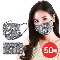 케이에스몰 3중필터 일회용마스크 레이스 화이트 (50매) 덴탈마스크 패션마스크 비말마스크 대형마스크 성인마스크, 1개