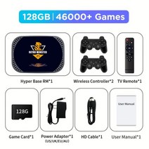 휴대용 레트로 게임 비디오 콘솔 164 9054 4 박스 70 에뮬레이터 48000 컨트롤러 포함, RM-128G-2xWireless+AU, RM-128G-2xWireless+AU