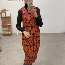 [플리츠유 정품] 꽃줄기 누빔 플리츠 원피스 민소매 주름 누비 여성 간절기 중년 엄마