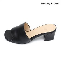 [멜팅브라운] 여성 양가죽 미들힐 뮬 슬리퍼 5color