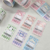 산리오 입체 스티커 Kawaii Sanrioed 티켓 마이 멜로디 쿠로미 시나모롤 헬로 키티 씰 재미있는 손 계정 재료, [01] 100 stickers 1 roll
