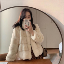 숏 밍크 포인트 코트 자켓 반팔페이크퍼 에코퍼 오버핏 루즈핏 박시 무지 심플 기본 밍크 퍼 후드 집업 자켓