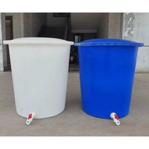 대형 플라스틱 통 저장 식품 드레인 배수 밸브 탱크, 뚜껑이 없고 배수 밸브가 있는 400L