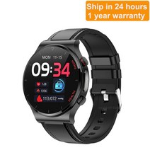 e300 smart watch men sports fitness tracker laser therapy 체온 측정 혈압 산소 ecg smartwatch, 가죽 블랙, 원래 상자와 함께
