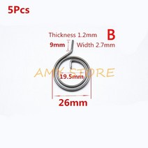 5Pcs 도어 핸들 스프링 내부 레버 노브 래치 교체 코일 비틀림 수리 용, 03 Type B 26x19.5x9mm