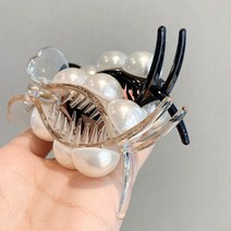 디엠몰 1+1 왕진주 똥머리 올림머리 고정 대왕 헤어 집게핀, 블랙 1개, 화이트 1개