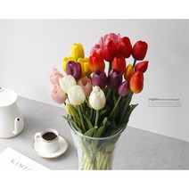 아기사진 스튜디오촬영소품 튤립조화 꽃꽂이 인조식물 컨셉사진 원룸 사진관 신혼집 플랜테리어 꽃송이, 옐로우