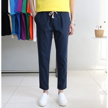 [M-5XL] 만능 9부 밴딩 스판 바지 빅사이즈 슬랙스 면 봄 여름 가을 남자 무지 팬츠