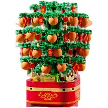 신년 오렌지 트리 호환 키덜트 레고 블럭 브릭 럭키 크리스마스 트리 뮤직 박스 신년 이브 디너 빌딩 블록 선물 장난감, 단일사이즈, 라이온스 페널티