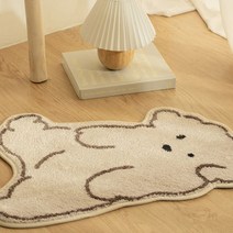 강아지 캐릭터 발매트 화장실 현관 포인트 러그 장모 카펫 카페트 강아지 모양 60x90cm