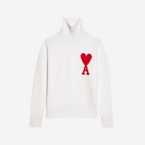 아미 빅 하트 로고 퍼넬 넥 스웨터 오프화이트 레드 Ami de Coeur Funnel Neck Sweater Off White Red