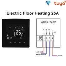 전기 바닥 난방 물/가스 보일러에 대 한 스마트 X5H WiFi 서 모스 탯 프로그래밍 가능한 온도 컨트롤러, 02 Black GB WIFI 25A