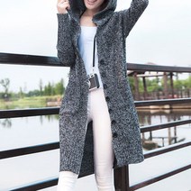 도오빠 파도센 여성 롱 가디건 니트 후드 뜨개 루즈핏 봄 가을 겨울 환절기 여자가디건 여자 아우터