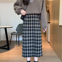 딜라이여성 겨울가을 모직 H라인 뒷트임 밴딩 롱스커트