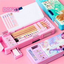 초등학생 다목적 문구함 트랜스포머 어린이 유치원 필통 크리에이티Esyuse 증정, 08 핑크 판다 책꽂이 기능