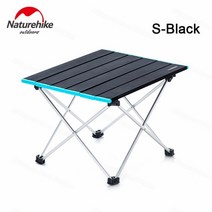 Naturehike 야외 캠핑 테이블 접이식 0.95kg 초경량 휴대용 알루미늄 합금 미니 피크닉 테이블 바베큐 캠핑 여행, 블랙 -S