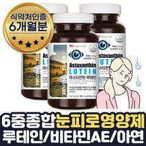 눈이침침할때 눈 피로감 좋아지는 감소 도움 영양제 루테인 아스타잔틴 약 2달치 1통 남성 여성 눈피로푸는법 수험생 갱년기 부모님 재수생 직장인 공시생 취준생 선물, 6개월분