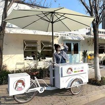경치 좋은 푸드 트럭 모바일 푸드 트럭 마구간 야시장 쇼핑몰 스낵 카 야외 프로모션 설탕에 절인 박 세발 자전거 자리, 야외 우산, 공식 표준, 1개