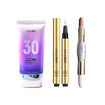 미니 파운데이션 Shezi 얼굴 하이라이터 매력적인 오일 컨트롤 더블 엔드 컨실러 펜슬 하이라이트 교정기 수리 스틱 펜 화장품, [06] Package 3, 1개