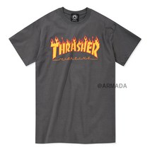 트레셔 플레임 불꽃 로고 THRASHER 화이트 반팔티 반팔 티셔츠