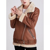 여성 양가죽 자켓 라이더 램스킨 코트 두꺼운 가죽 모피 양피 항공자켓