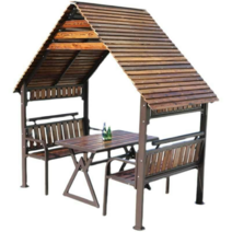 썬룸 전원주택 루프탑 파고라 농막 차양막 테라스, 화이트 캐빈  테이블  바닥