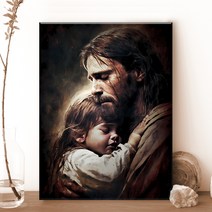오로라데코덴 캔버스형 보석십자수 40x50cm, MK154 예수님과 안겨있는 아이