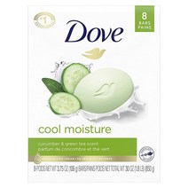 Dove 스킨 케어 뷰티 바 촉촉한 비누 더 부드러운 오이 녹차향 106g 8개입