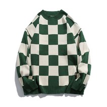 커플 니트 남자 여자 스웨터 체크 무늬 바둑판 컬러 셔츠
