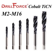 드릴포스 코발트 나사 탭 드릴 비트 나선형 플루트 메트릭 M2M16 TICN 코팅 공작 기, M12x1+1PC