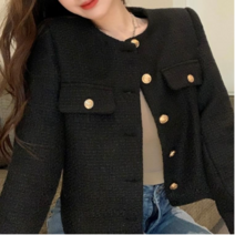 트위드 크롭 레더 자켓