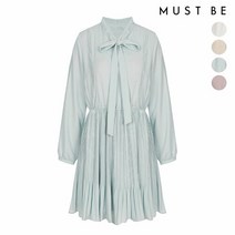 머스트비 [머스트비] 여성 보우 타이 플리츠 미니 원피스