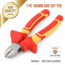 하이스펙 절연 스크루 드라이버 세트 S2 마그네틱 전기기사 스크루 드라이버 산업 플라이어 수리 수공구 세트 키트, CHINA, 165mm Side Cutter