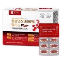 종근당 엽산 헤모글로빈 빈혈 영양제 철분제 빈혈에좋은 철분약 여성 산모 약 비타민, 60캡슐, 2개